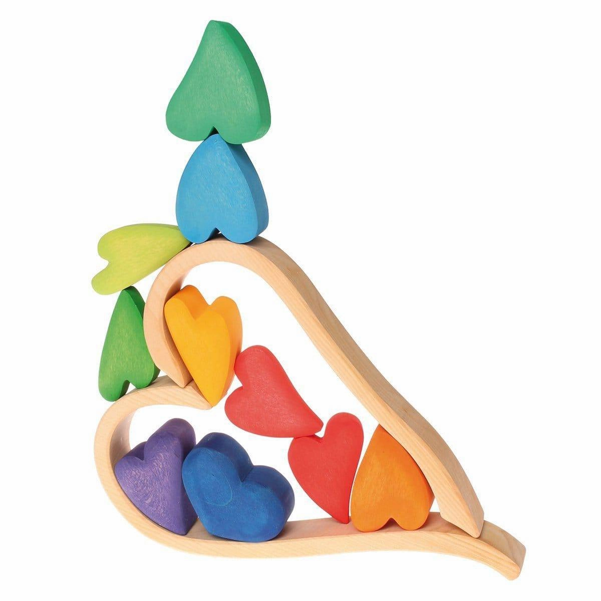 Wooden Heart Blocks - Rainbow