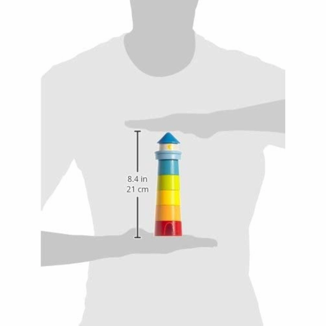 Wooden Rainbow Lighthouse Stacking Toy