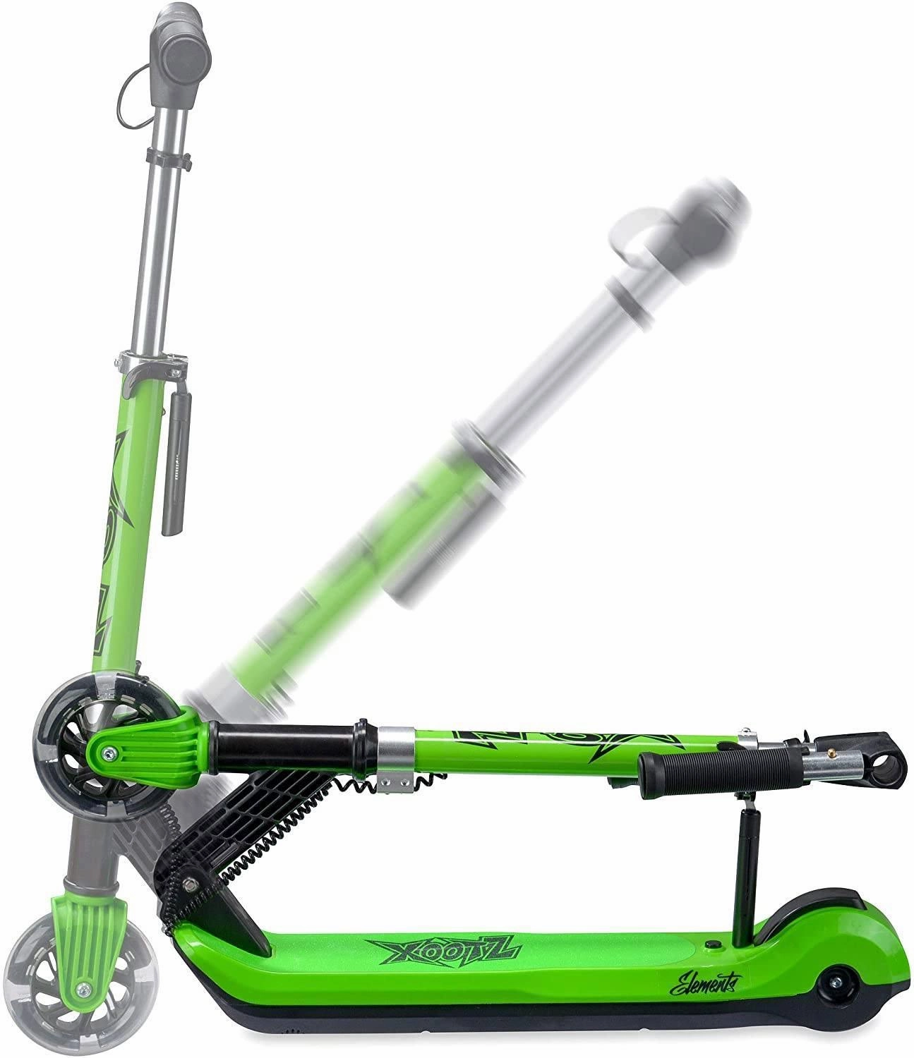 XOOTZ Kids Electric Scooter Folding with LED Light Up Wheel - Green