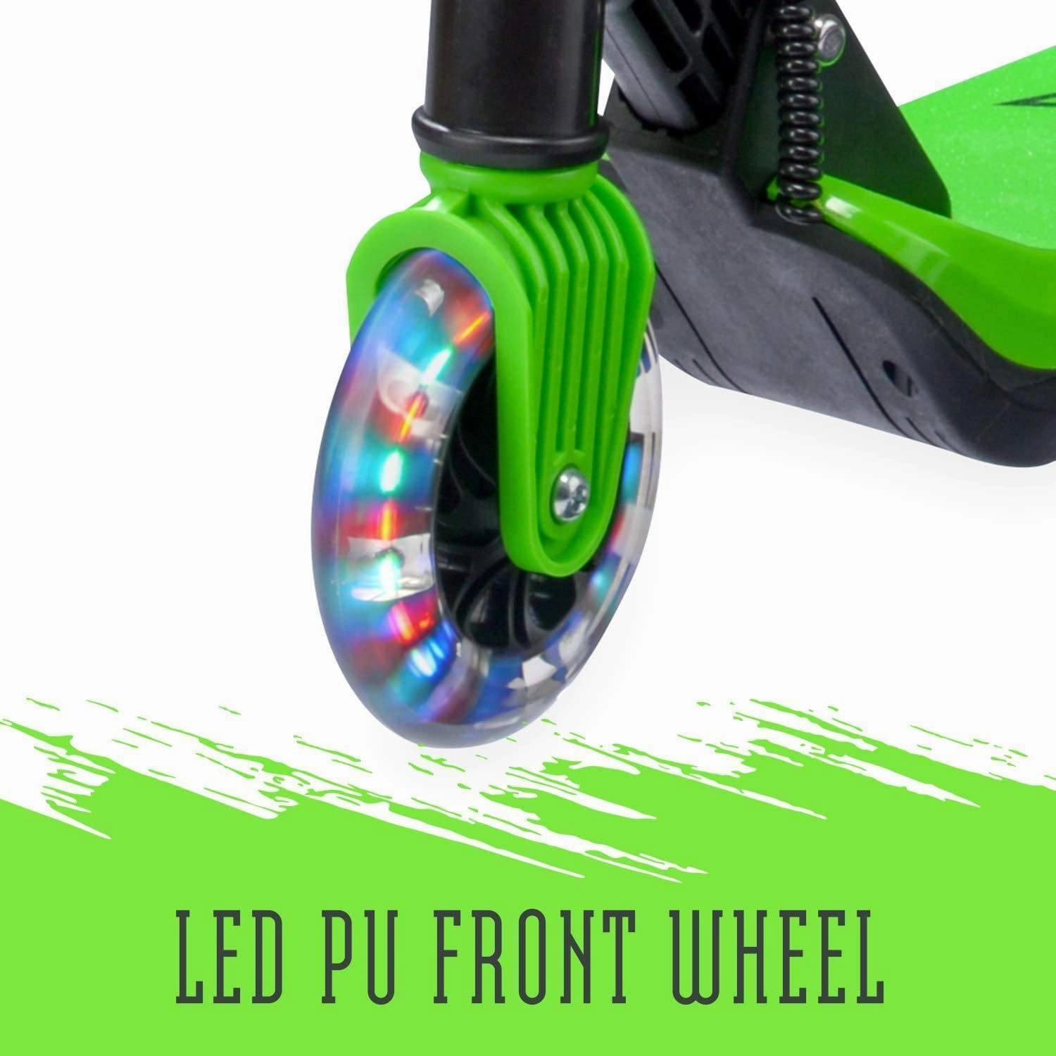XOOTZ Kids Electric Scooter Folding with LED Light Up Wheel - Green