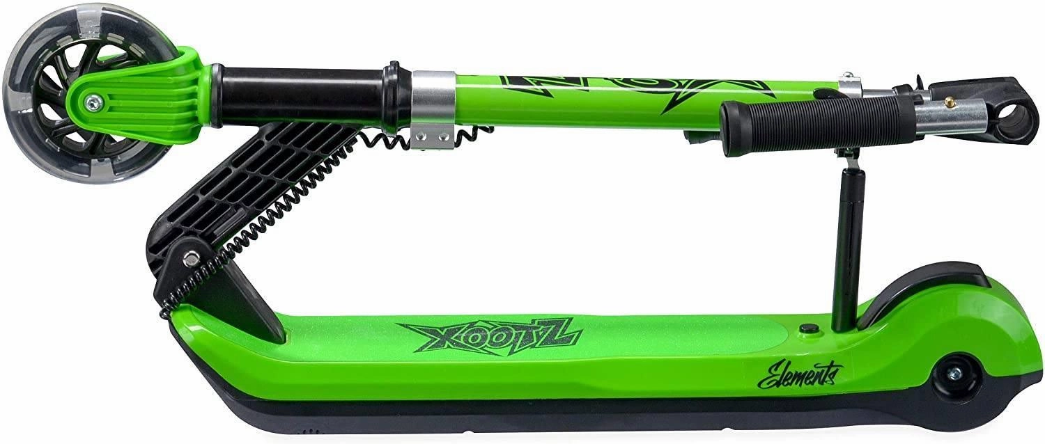 XOOTZ Kids Electric Scooter Folding with LED Light Up Wheel - Green
