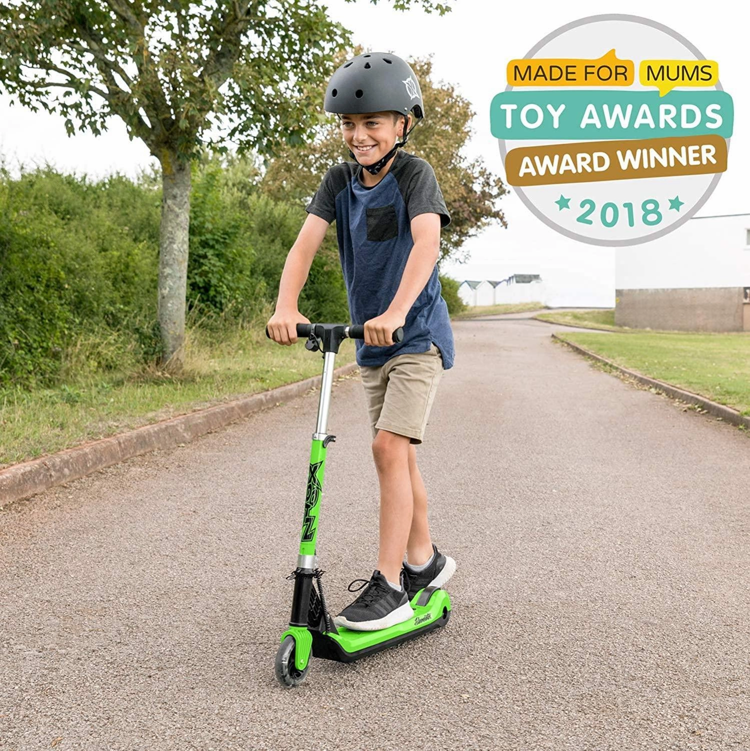 XOOTZ Kids Electric Scooter Folding with LED Light Up Wheel - Green