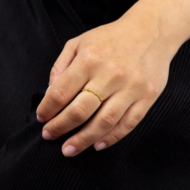 Yellow Gold Plated Small Bead Ring R3767 Beginnings Jewellery