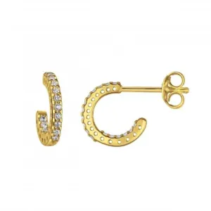 Zirconia Huggie Hoop 10mm Gold Plated Earrings 3523GCZ Dew Jewellery